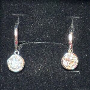 1CT 2CT Moissanite Drop Huggie Hoop Earrings 925 SS GRA Certified